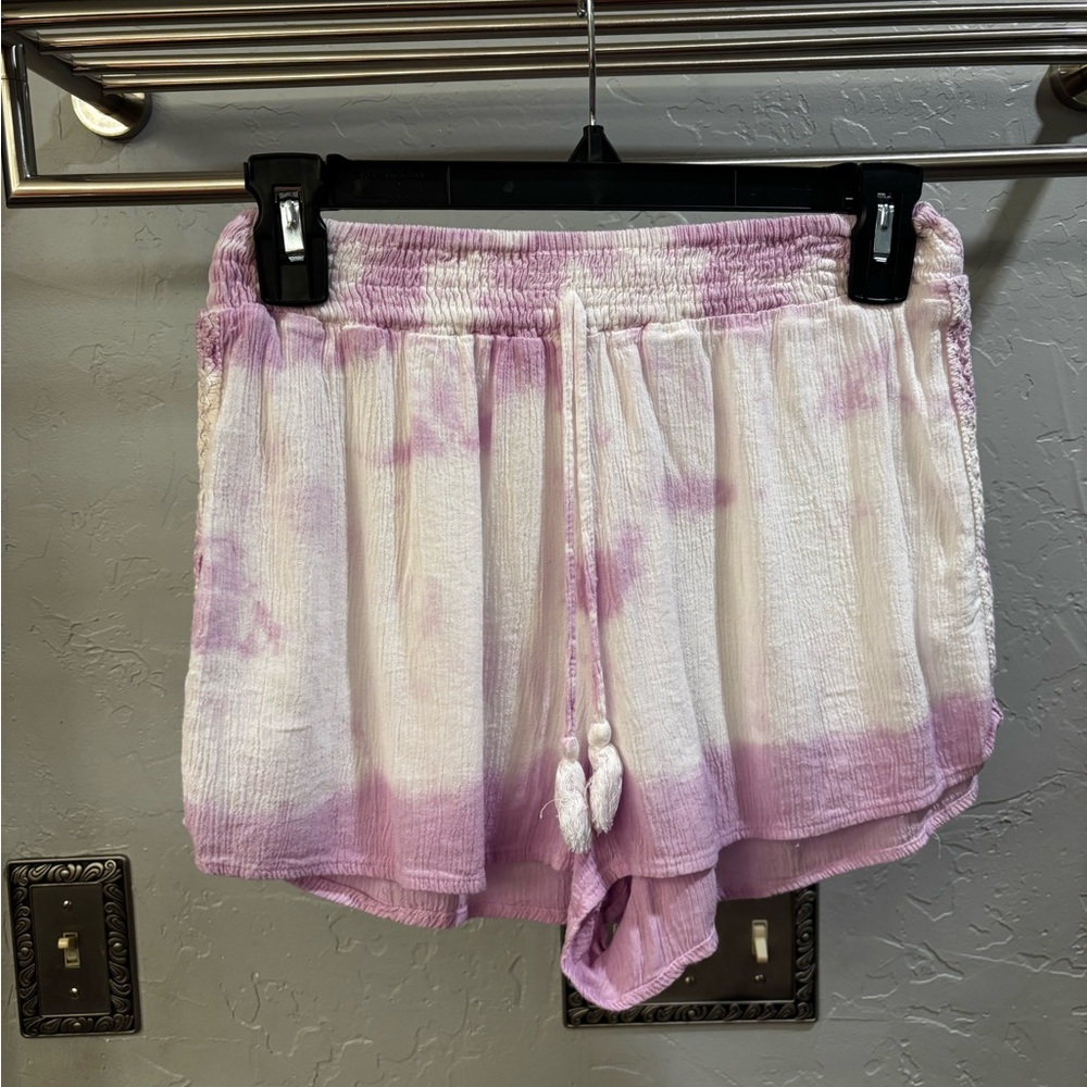 Women’s Purple and White Tie-Dye Shorts